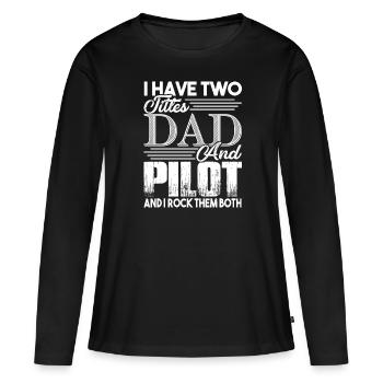 Pilot Ich bin ein Vater und Pilot - Frauen Premium Bio Langarmshirt - Schwarz - Vorne - Julia (174cm)