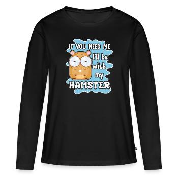 Hamster je serai avec mon hamster - T-shirt manches longues Premium bio Femme - noir - Devant - Julia (174cm)