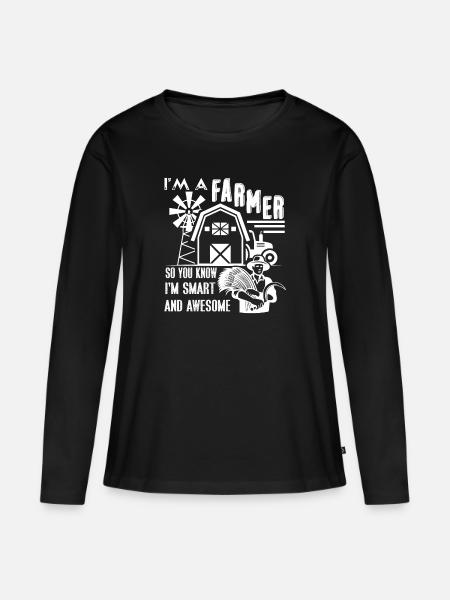 Bauer Ich bin ein großartiger Bauer - Frauen Premium Bio Langarmshirt - Schwarz