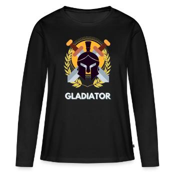 gladiateur, gladiator, spartiate - T-shirt manches longues Premium bio Femme - noir - Devant - Julia (174cm)