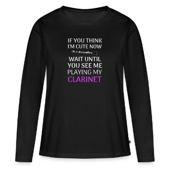 Clarinette clarinette clarinette cadeau femmes - T-shirt manches longues Premium bio Femme - noir - Devant - Julia (174cm)