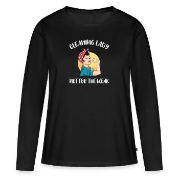 Femme de ménage Ménage - T-shirt manches longues Premium bio Femme - noir - Devant - Julia (174cm)