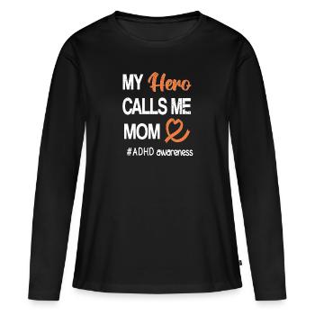 TDAH Maman Trouble du déficit de l’attention Hyperactif - T-shirt manches longues Premium bio Femme - noir - Devant - Julia (174cm)