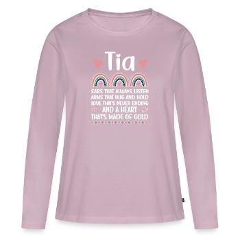 Tia Oma Muttertag Geschenk Tia Großmutter Süß - Frauen Premium Bio Langarmshirt - Altrosa - Vorne - Julia (174cm)