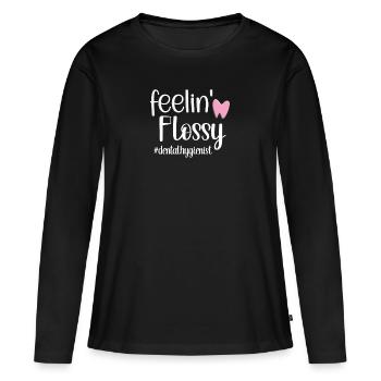 Hygiéniste dentaire Hygiéniste dentaire Hygiène buccale - T-shirt manches longues Premium bio Femme - noir - Devant - Julia (174cm)