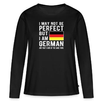 Deutscher Deutschland Flagge Deutsche Herkunft - Frauen Premium Bio Langarmshirt - Schwarz - Vorne - Julia (174cm)
