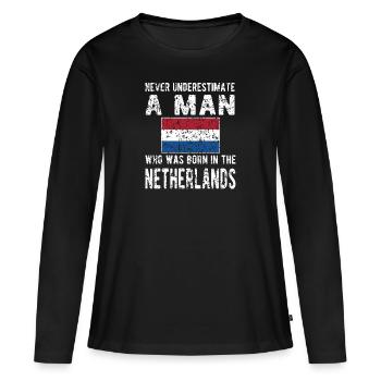 Pays-Bas néerlandais Drapeau néerlandais - T-shirt manches longues Premium bio Femme - noir - Devant - Julia (174cm)