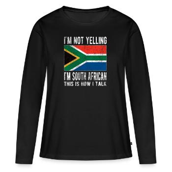 Afrique du Sud Drapeau Afrique du Sud Origine Afrique du Sud - T-shirt manches longues Premium bio Femme - noir - Devant - Julia (174cm)