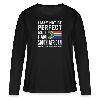 Afrique du Sud Origine Afrique du Sud Drapeau de l’Afrique du Sud - T-shirt manches longues Premium bio Femme - noir - Devant - Julia (174cm)