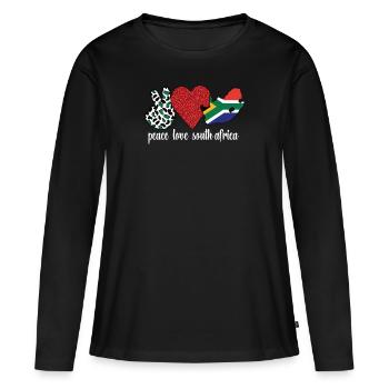 Afrique du Sud Drapeau Afrique du Sud Afrique du Sud Racines - T-shirt manches longues Premium bio Femme - noir - Devant - Julia (174cm)