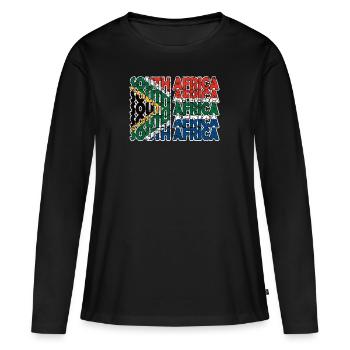 Afrique du Sud Drapeau Afrique du Sud Afrique du Sud Racines - T-shirt manches longues Premium bio Femme - noir - Devant - Julia (174cm)