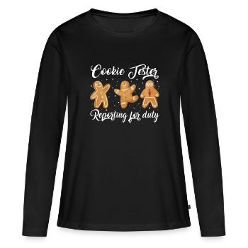 Cuisson biscuits Famille de biscuits de Noël - T-shirt manches longues Premium bio Femme - noir - Devant - Julia (174cm)