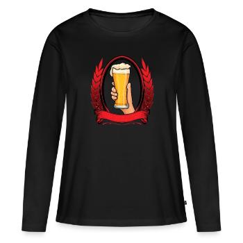 Boire de la bière Boire de la bière Bière - T-shirt manches longues Premium bio Femme - noir - Devant - Julia (174cm)