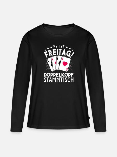 Doppelkopf - Frauen Premium Bio Langarmshirt - Schwarz