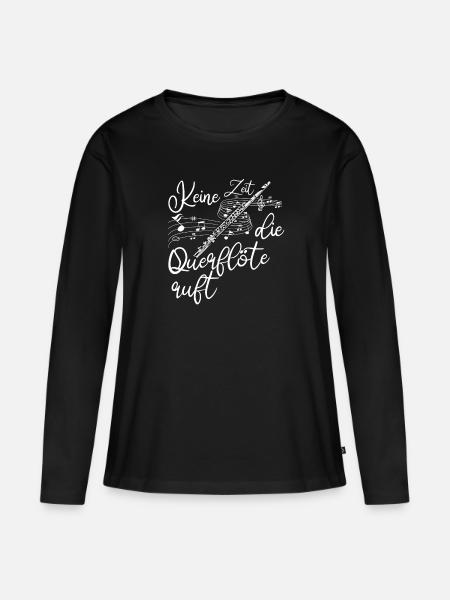 Querflöte - Frauen Premium Bio Langarmshirt - Schwarz