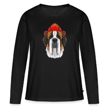 Firefighter Saint Bernard Canine Handler I - Frauen Premium Bio Langarmshirt - Schwarz - Vorne - Julia (174cm)
