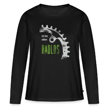 Ich bin selten radlos - Frauen Premium Bio Langarmshirt - Schwarz - Vorne - Julia (174cm)