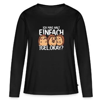 Igel - Frauen Premium Bio Langarmshirt - Schwarz - Vorne - Julia (174cm)