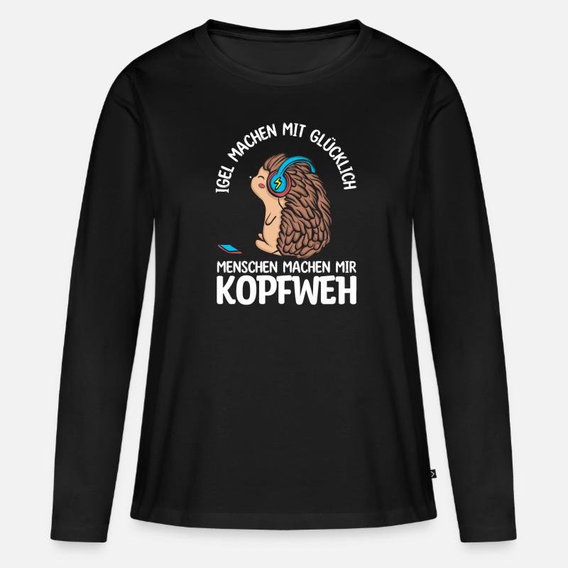 Igel - Frauen Premium Bio Langarmshirt - Schwarz