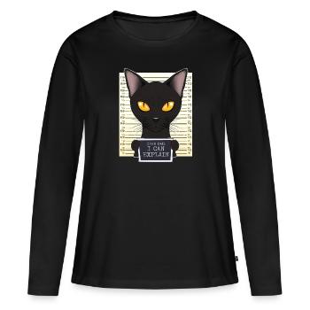 Bombay Cat Papa Je Cher Papa Je Peux Expliquer I Bombay - T-shirt manches longues Premium bio Femme - noir - Devant - Julia (174cm)