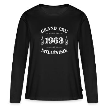 grand cru 1963 humour cadeau anniversaire 1963 - T-shirt manches longues Premium bio Femme - noir - Devant - Julia (174cm)