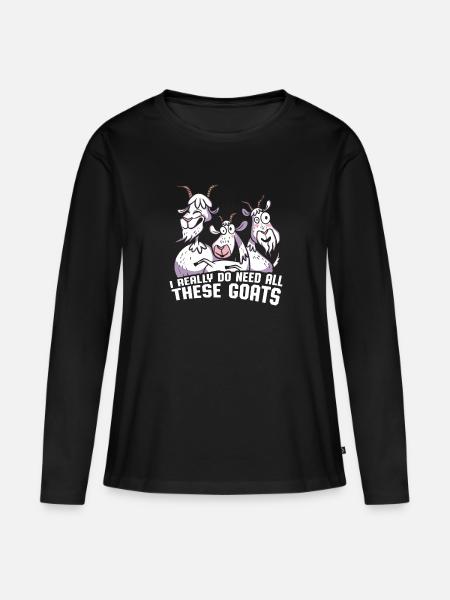 Ziege - Frauen Premium Bio Langarmshirt - Schwarz