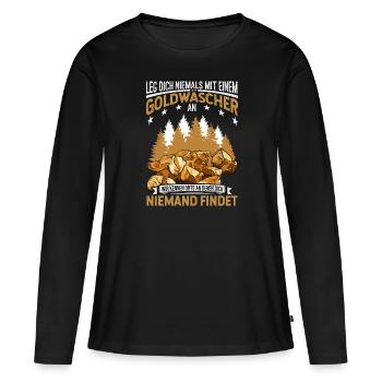 Goldsucher Goldwaschen Goldgraben Goldbarren - Frauen Premium Bio Langarmshirt - Schwarz - Vorne - Julia (174cm)