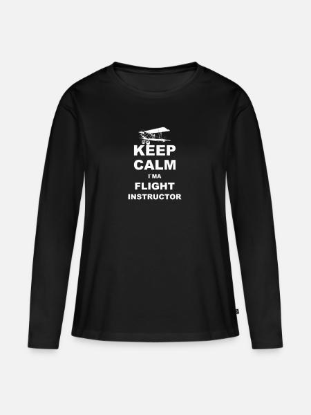 Piloten Fluglehrer Luftfahrt Flugzeug - Frauen Premium Bio Langarmshirt - Schwarz