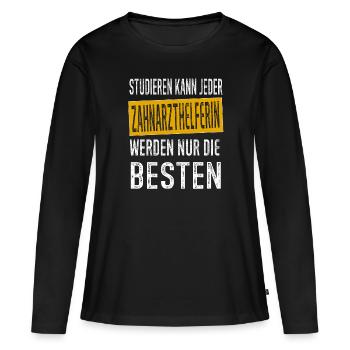 Zahnarzthelferin Zahnarztpraxis Zahn - Frauen Premium Bio Langarmshirt - Schwarz - Vorne - Julia (174cm)