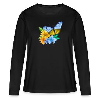 Ukrainian Quote Ukraine Shirt Ukraine Symbol - Women's Premium Organic Long Sleeve Shirt - black - Front - Julia (174cm)