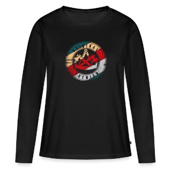 Zimmermann Symbol Guild Motif d’armoiries pour charpentier - T-shirt manches longues Premium bio Femme - noir - Devant - Julia (174cm)