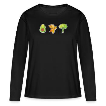 Alimentation saine au brocoli à l’avocat végétalien - T-shirt manches longues Premium bio Femme - noir - Devant - Julia (174cm)