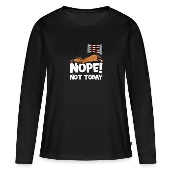Springpferd ruht sich vor dem Sprung aus - Frauen Premium Bio Langarmshirt - Schwarz - Vorne - Julia (174cm)