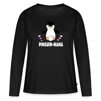 Pinguin Mama - Frauen Premium Bio Langarmshirt - Schwarz - Vorne - Julia (174cm)