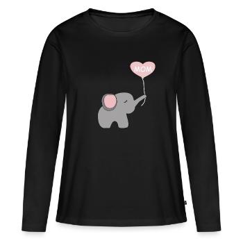 Elephant with Heart MOM - Women's Premium Organic Long Sleeve Shirt - black - Front - Julia (174cm)