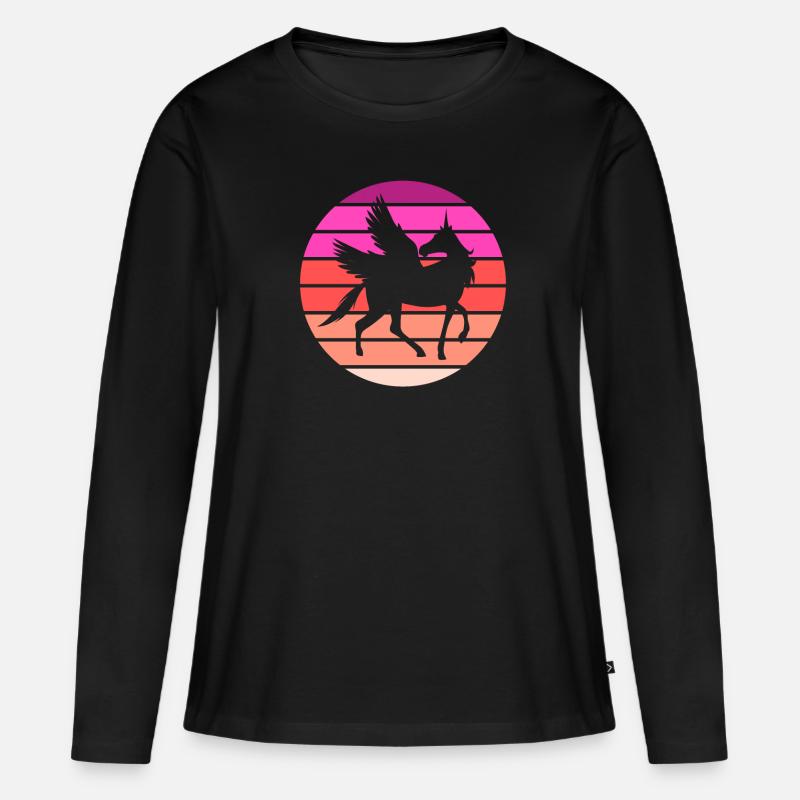 Pegasus - Frauen Premium Bio Langarmshirt - Schwarz