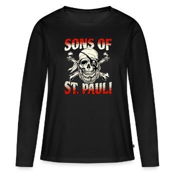 Fils de St. Pauli Hamburg Fanartikel St. Pauli - T-shirt manches longues Premium bio Femme - noir - Devant - Julia (174cm)