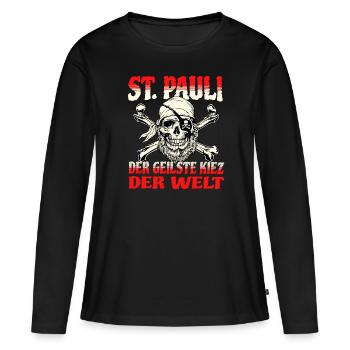 St. Pauli Hambourg Fanartikel St. Pauli - T-shirt manches longues Premium bio Femme - noir - Devant - Julia (174cm)