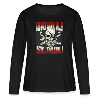 St. Pauli Hambourg Fanartikel St. Pauli - T-shirt manches longues Premium bio Femme - noir - Devant - Julia (174cm)