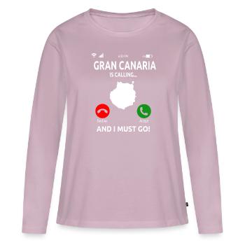Gran Canaria Îles Canaries Vacances - T-shirt manches longues Premium bio Femme - rose poudré - Devant - Julia (174cm)