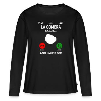 La Gomera Îles Canaries Vacances - T-shirt manches longues Premium bio Femme - noir - Devant - Julia (174cm)