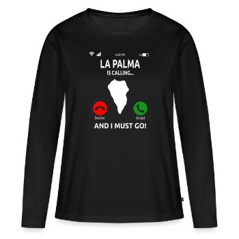 La Gomera Îles Canaries Vacances - T-shirt manches longues Premium bio Femme - noir - Devant - Julia (174cm)