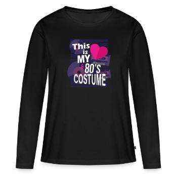 Voici ma cassette de costume en laque cœur des années 80 - T-shirt manches longues Premium bio Femme - noir - Devant - Julia (174cm)