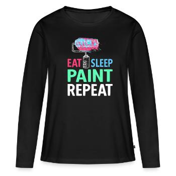 Peintre Peinture Peinture Manger Sommeil Peinture Répéter - T-shirt manches longues Premium bio Femme - noir - Devant - Julia (174cm)