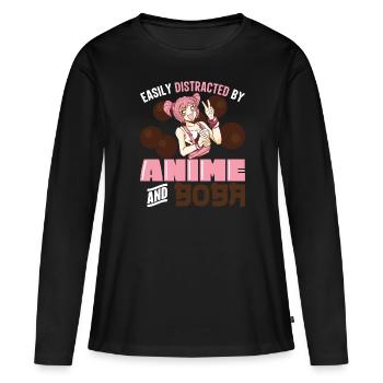 Geek Lovers Life Powered By Tea Bubble Lifestyle - Women's Premium Organic Long Sleeve Shirt - black - Front - Julia (174cm)