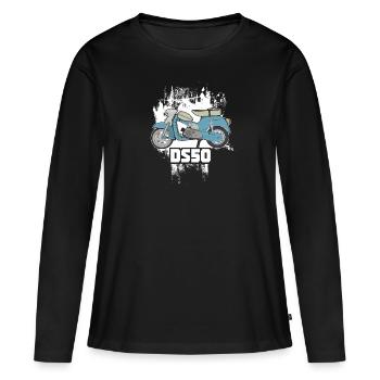DS50 / Schwalbenfahrer / Ostalgie / Mofa Oldtimer - T-shirt manches longues Premium bio Femme - noir - Devant - Julia (174cm)