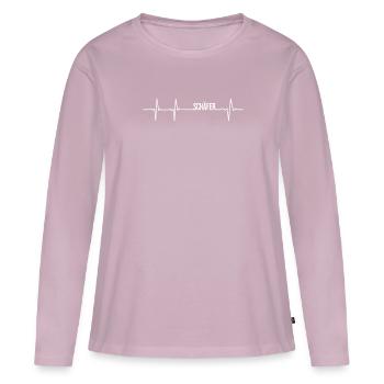 Schäfer Herzschlag Familie Nachname Geschenk - Frauen Premium Bio Langarmshirt - Altrosa - Vorne - Julia (174cm)