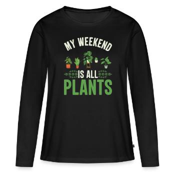 Relax and switch off Plant and harvest flowers - Women's Premium Organic Long Sleeve Shirt - black - Front - Julia (174cm)