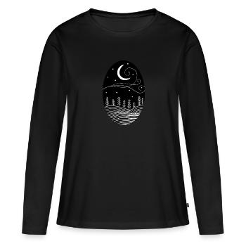 Mystical Forest Boho Moon Stars Geschenk Mädchen - Frauen Premium Bio Langarmshirt - Schwarz - Vorne - Julia (174cm)