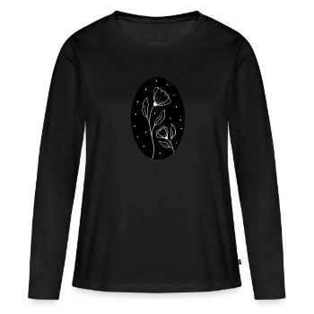 Cadeau Mystical Poppies Boho Stars - T-shirt manches longues Premium bio Femme - noir - Devant - Julia (174cm)